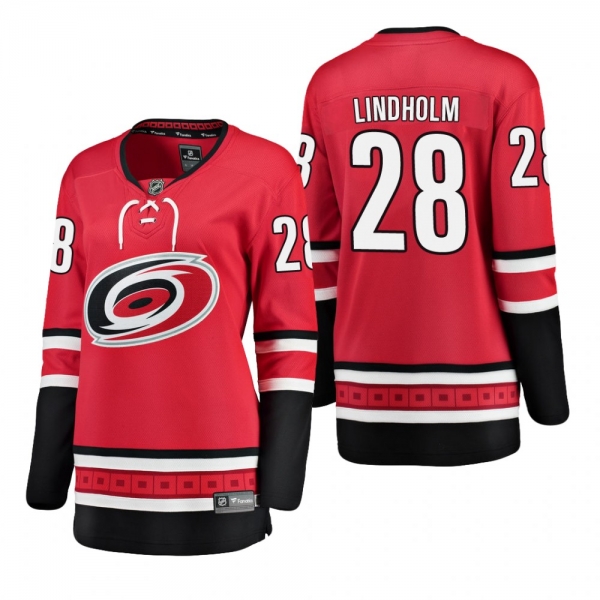 Women's Elias Lindholm #28 Carolina Hurricanes Home Breakaway Player Red Bargain Jersey