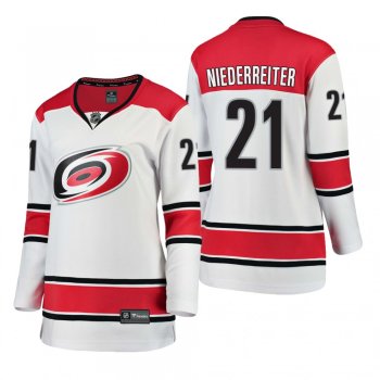 Women's Nino Niederreiter Carolina Hurricanes Away White Breakaway Player Cheap Jersey