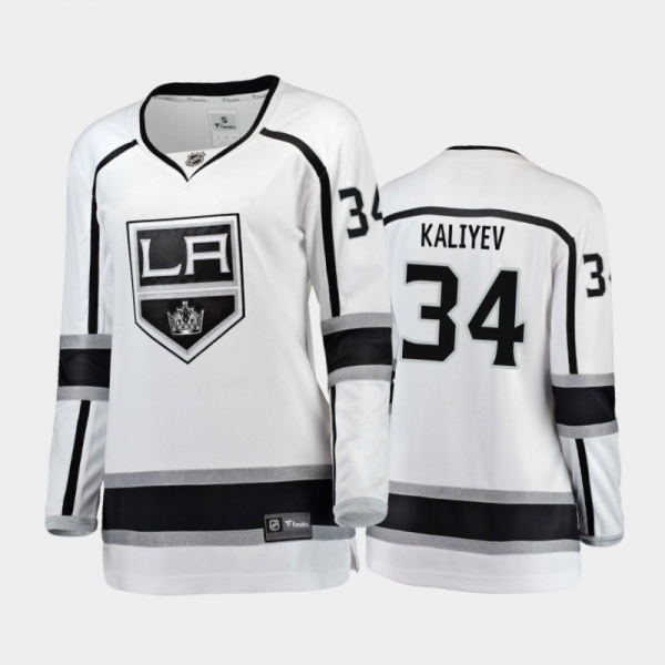 Women's 2020-21 Los Angeles Kings Arthur Kaliyev #34 Away Breakaway Player Jersey - White