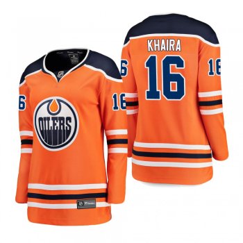 Women's Jujhar Khaira #16 Edmonton Oilers Home Breakaway Player Orange Bargain Jersey