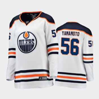 Women's 2020-21 Edmonton Oilers Kailer Yamamoto #56 Away Jersey - White