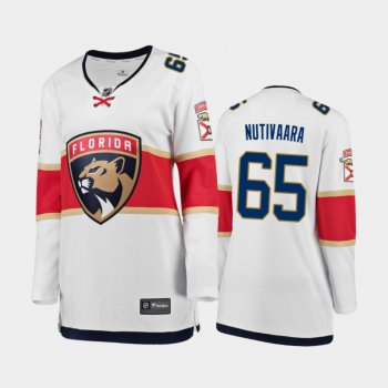 Women's 2020-21 Florida Panthers Markus Nutivaara #65 Away Breakaway Player Jersey - White