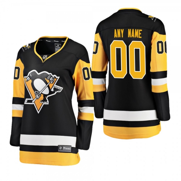 Women's Custom #00 Pittsburgh Penguins Home Breakaway Player Black Bargain Jersey