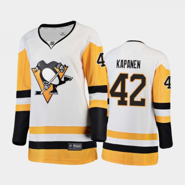 Women's 2020-21 Pittsburgh Penguins Kasperi Kapanen #42 Away Breakaway Player Jersey - White