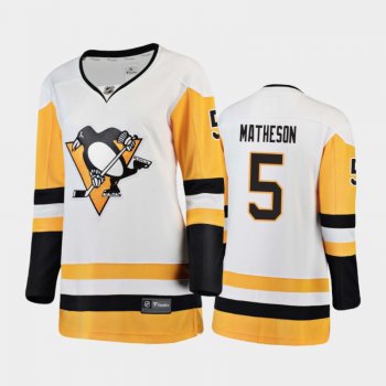 Women's 2020-21 Pittsburgh Penguins Mike Matheson #5 Away Breakaway Player Jersey - White