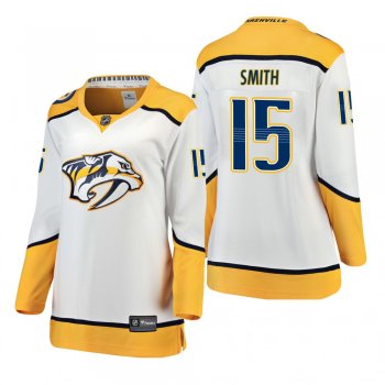 Women's Craig Smith #15 Nashville Predators Away Breakaway Player White Bargain Jersey