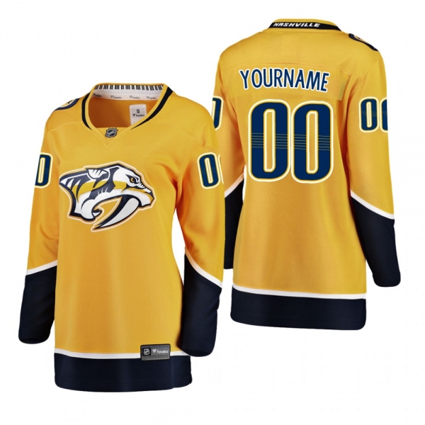 Women's Custom #00 Nashville Predators Home Breakaway Player Gold Bargain Jersey