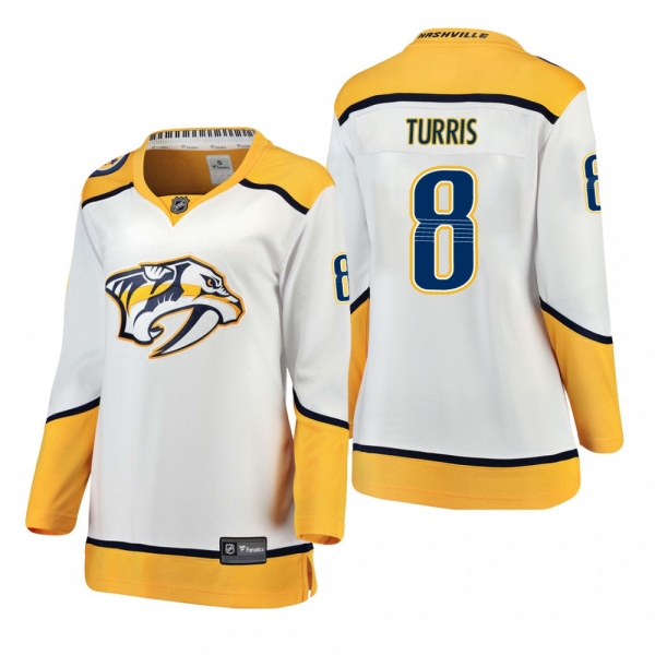 Women's Kyle Turris #8 Nashville Predators Away Breakaway Player White Bargain Jersey