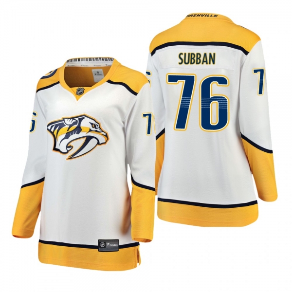 Women's P.K. Subban #76 Nashville Predators Away Breakaway Player White Bargain Jersey