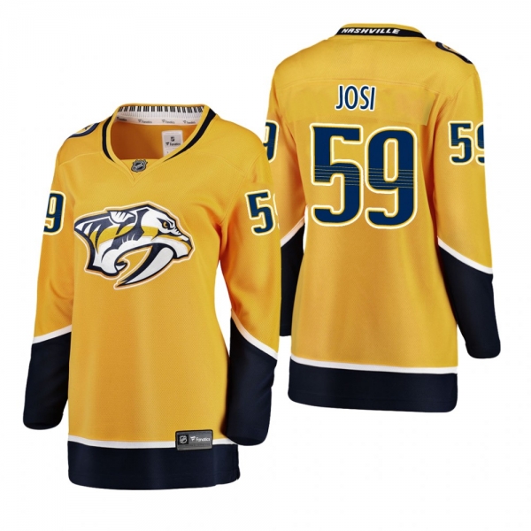 Women's Roman Josi #59 Nashville Predators Home Breakaway Player Gold Bargain Jersey