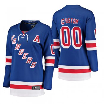 Women's Custom #00 New York Rangers Home Breakaway Player Blue Bargain Jersey