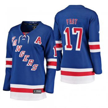 Women's Jesper Fast #17 New York Rangers Home Breakaway Player Blue Bargain Jersey