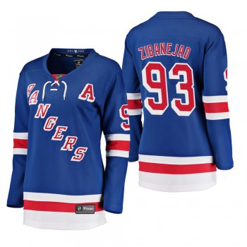 Women's Mika Zibanejad #93 New York Rangers Home Breakaway Player Blue Bargain Jersey