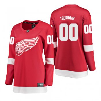 Women's Custom #00 Detroit Red Wings Home Breakaway Player Red Bargain Jersey