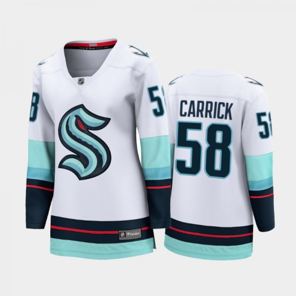 Women's Seattle Kraken Connor Carrick #58 Away 2021-22 Breakaway Jersey White