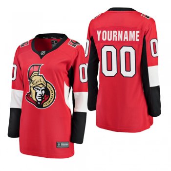 Women's Custom #00 Ottawa Senators Home Breakaway Player Red Bargain Jersey