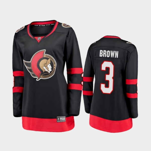 Women's 2020-21 Ottawa Senators Josh Brown #3 Home Breakaway Player Jersey - Black