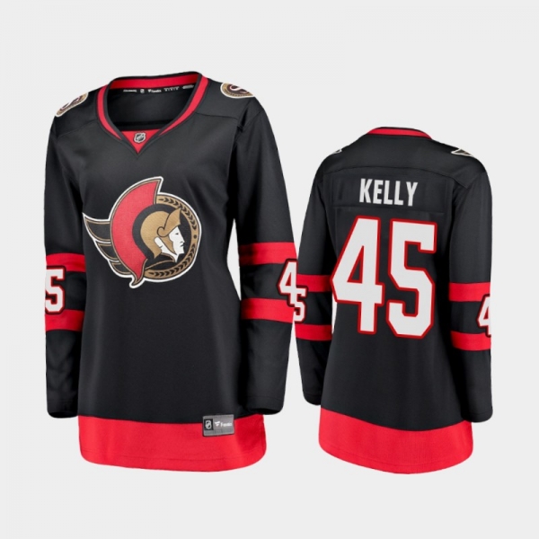 Women's 2020-21 Ottawa Senators Parker Kelly #45 Home Jersey - Black