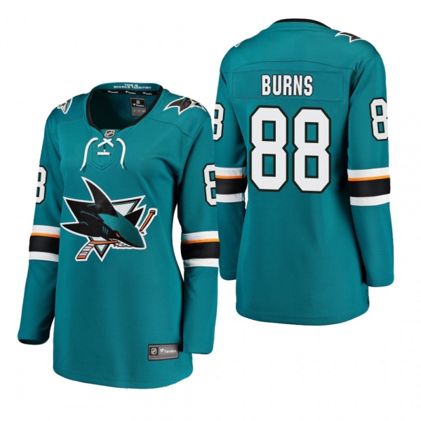 Women's Brent Burns #88 San Jose Sharks Home Breakaway Player Teal Bargain Jersey