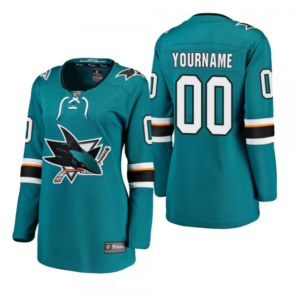 Women's Custom #00 San Jose Sharks Home Breakaway Player Teal Bargain Jersey