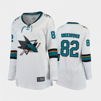 Women's 2020-21 San Jose Sharks Ivan Chekhovich #82 Away Jersey - White