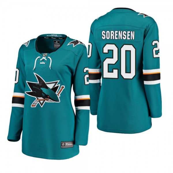 Women's Marcus Sorensen #20 San Jose Sharks Home Breakaway Player Teal Bargain Jersey