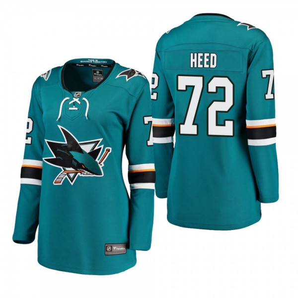 Women's Tim Heed #72 San Jose Sharks Home Breakaway Player Teal Bargain Jersey