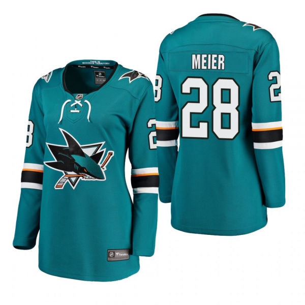 Women's Timo Meier #28 San Jose Sharks Home Breakaway Player Teal Bargain Jersey