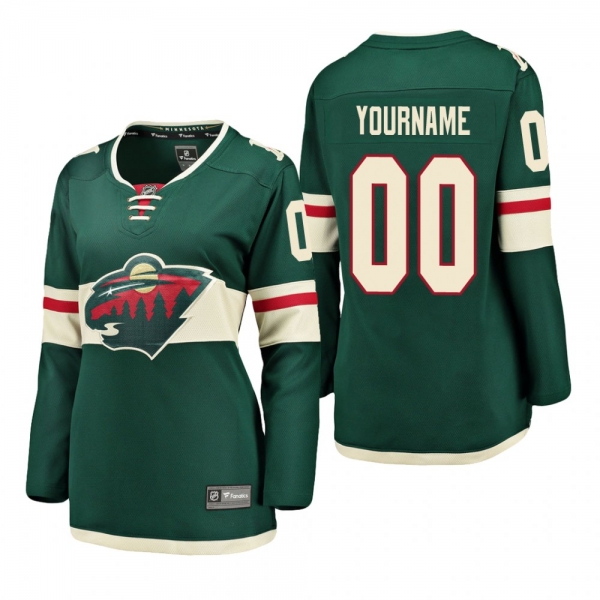 Women's Custom #00 Minnesota Wild Home Breakaway Player Green Bargain Jersey