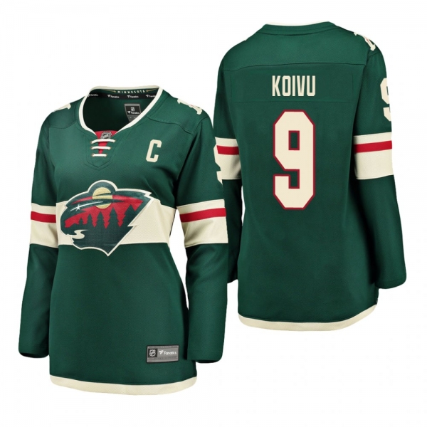 Women's Mikko Koivu #9 Minnesota Wild Home Breakaway Player Green Bargain Jersey