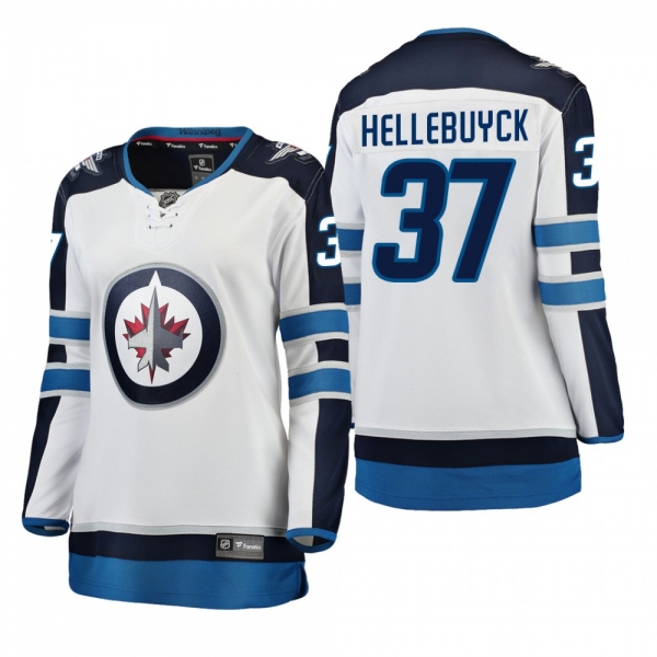 Women's Connor Hellebuyck #37 Winnipeg Jets Away Breakaway Player White Bargain Jersey