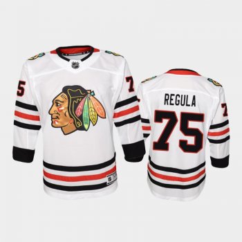 Youth Chicago Blackhawks Alec Regula #75 Away 2021 White Jersey