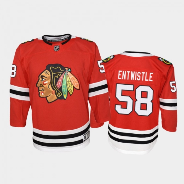 Youth Chicago Blackhawks MacKenzie Entwistle #58 Home 2021 Red Jersey