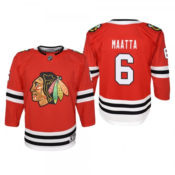 Youth Chicago Blackhawks Olli Maatta #6 Home 2019-20 Premier Red Jersey