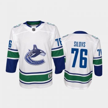 Youth Vancouver Canucks Arturs Silovs #76 Away 2021 White Jersey