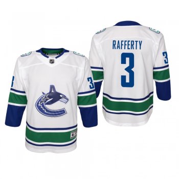 Youth Vancouver Canucks Brogan Rafferty #3 Away Premier White Jersey