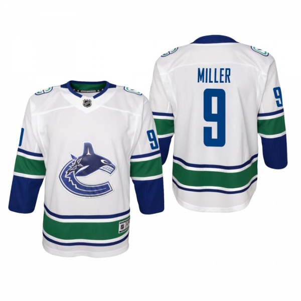 Youth Vancouver Canucks J. T. Miller #9 Away Premier White Jersey