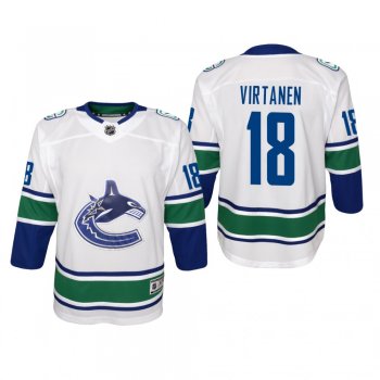 Youth Vancouver Canucks Jake Virtanen #18 Away Premier White Jersey