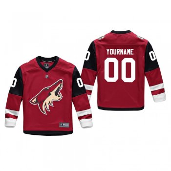 Youth Arizona Coyotes Custom #00 Home Low-Priced Replica Player Red Jersey