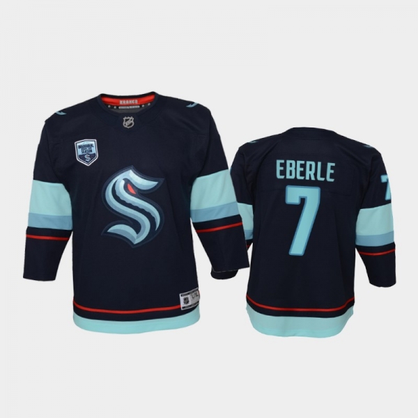 Youth Seattle Kraken Jordan Eberle #7 Preseason Patch 2021-22 Open Win Navy Jersey