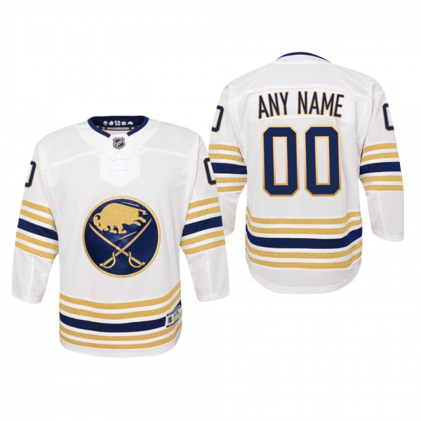 Youth Buffalo Sabres Custom #00 50th Season Premier White Jersey