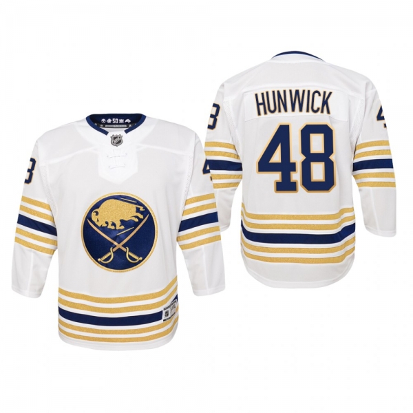 Youth Buffalo Sabres Matt Hunwick #48 50th Season Premier White Jersey