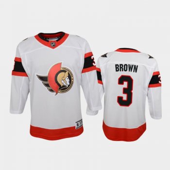 Youth Ottawa Senators Josh Brown #3 Away 2021 White Jersey