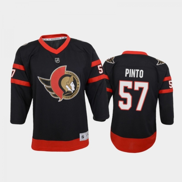 Youth Ottawa Senators Shane Pinto #57 Home 2021 Black Jersey