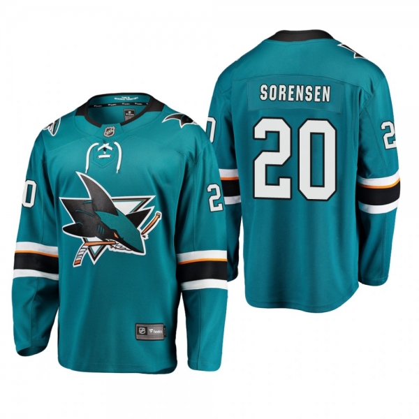 Youth San Jose Sharks Marcus Sorensen #20 Home Low-Priced Breakaway Player Teal Jersey