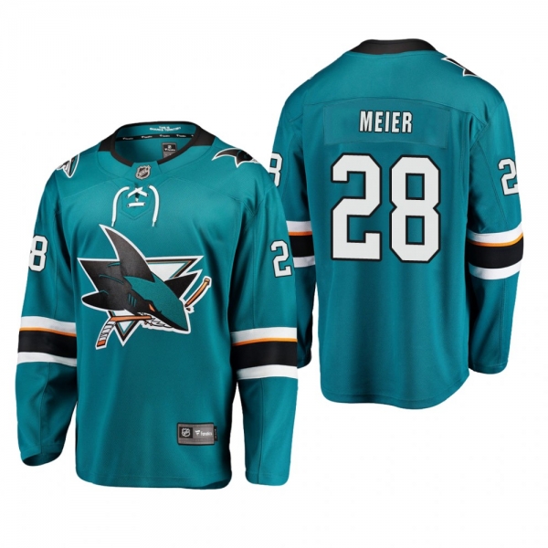 Youth San Jose Sharks Timo Meier #28 Home Low-Priced Breakaway Player Teal Jersey