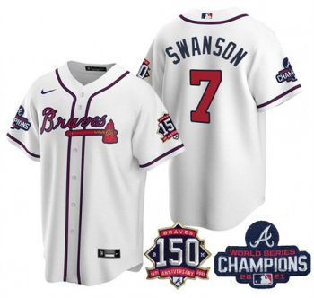 Men's Atlanta Braves #27 Austin Riley 2021 Red World Series Champions With 150th Anniversary Patch Cool Base Stitched Jersey