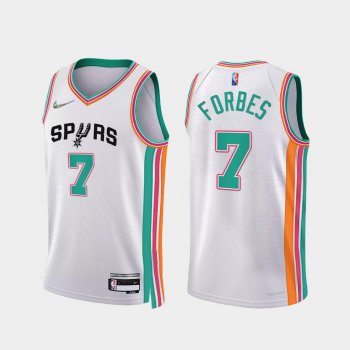 Bryn Forbes #7 Spurs 75th Anniversary Jersey 2021-22 City Edition White Uniform