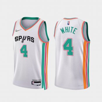 Derrick White #4 Spurs 75th Anniversary Jersey 2021-22 City Edition White Uniform