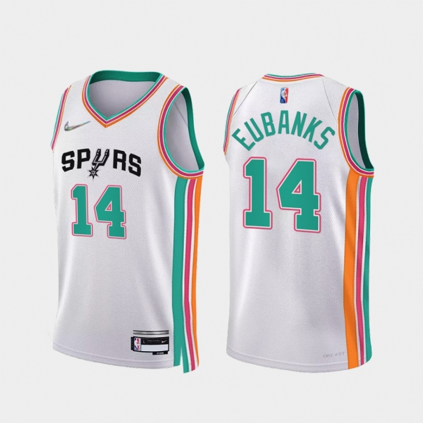 Drew Eubanks #14 Spurs 75th Anniversary Jersey 2021-22 City Edition White Uniform